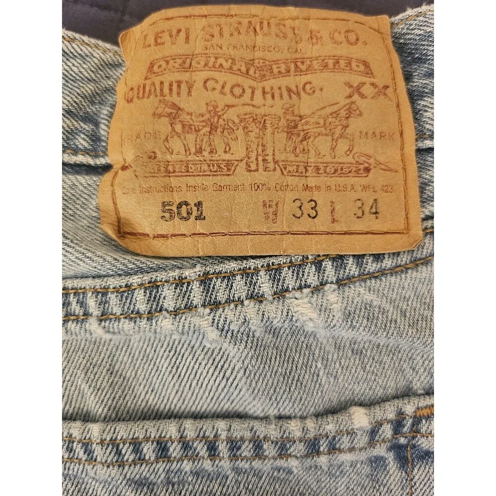 Vintage 90's Levi’s 501-0193 Light Wash Denim Jeans‎ button fly - Made in USA 96